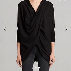 ALL SAINTS Itat Shrug Convertible Sweater Sz 2 Blk